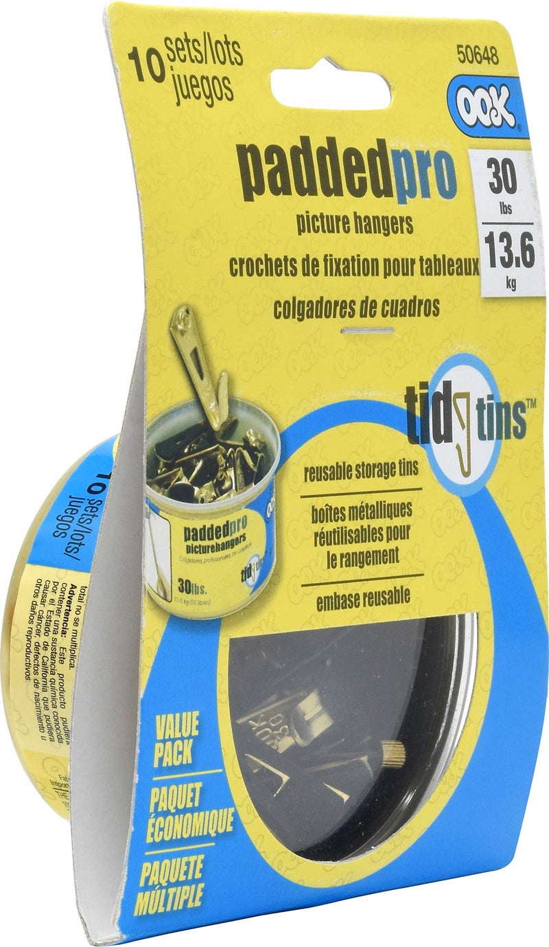 OOK 50648 Professional Picture Hangers, Art Hangers, Padded, Brass, Reusable Picture Hooks, 30lb (10 Set) - Image 3